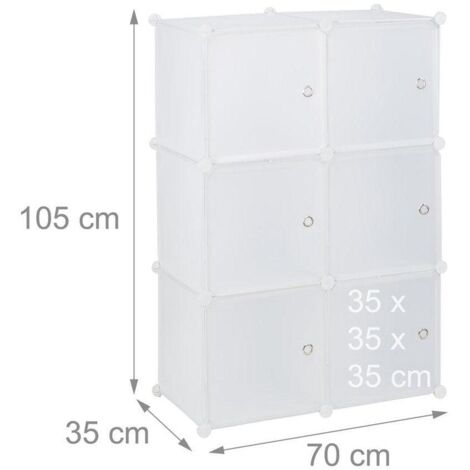 Armario-estantería de plástico con 6 puertas blanco 1300025832