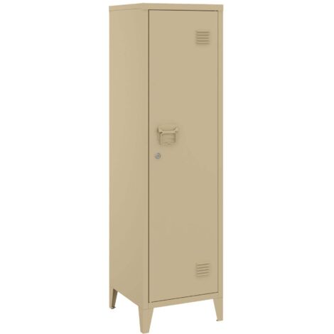 Armario/estantería metálica con cerradura 137 x 38 x 38 cm marrón 030008946