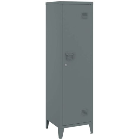Armario/estantería metálico con cerradura 137 x 38 x 38 cm gris oscuro 030008947