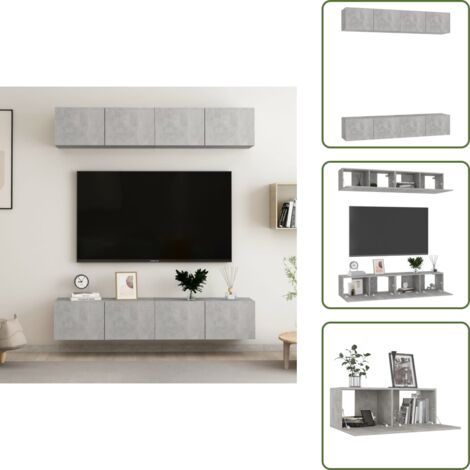 Armario estéreo - vidaXL Juego de muebles de salón 4 piezas gris hormigón 80x30x30 cm - Almacenamiento