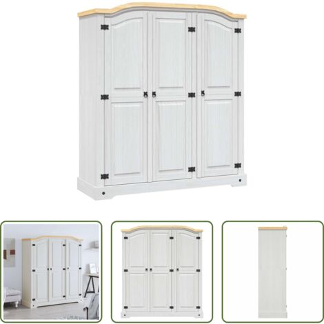 Armario estilo Corona -  Armario madera de pino Mexicano estilo Corona blanco 3 puertas