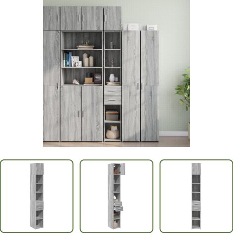Armario estrecho -  Armario estrecho madera ingeniería gris Sonoma 30x42,5x225 cm