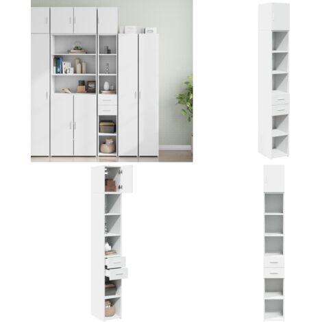 Armario estrecho madera de ingeniería blanco 30x42,5x225 cm - Almacenamiento - Armario de madera