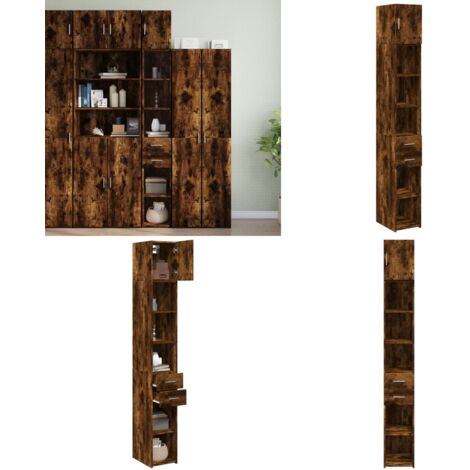 Armario estrecho madera ingeniería roble ahumado 30x42,5x225 cm - Almacenamiento - Armario de madera
