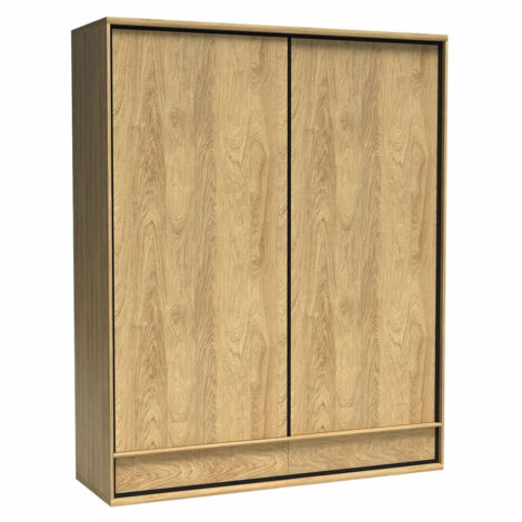 Armario Etrmoni 109, Luminoso madera, 221x177x59cm, Puertas de armario: Correderas, Número de estantes: 2