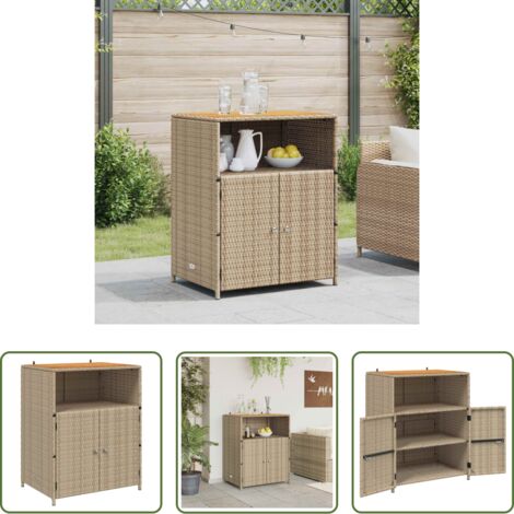 Armario exterior -  Armario Beige 70 x 50 x 87 cm Poliéster y Ratten Roly