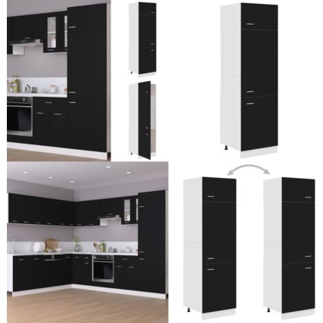 Armario frigorífico "Lyon" negro 60x57x207 cm de madera de ingeniería - Armario de almacenamiento - Armario frigorífico