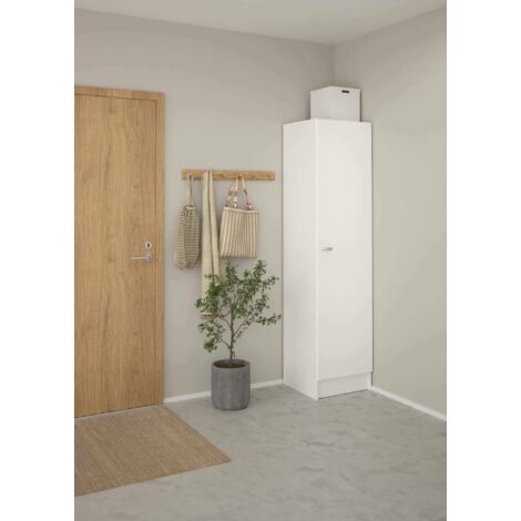 Armario Gran Garza, Ropero Dormitorio Perchero, 47x200h cm Blanco