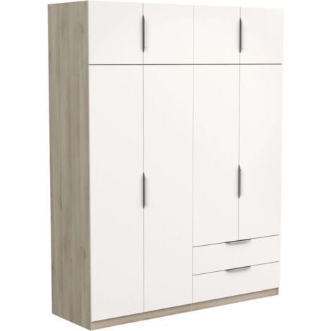 MIROYTENGO Armario Grande Dormitorio Ghost 8 Puertas y 2 Cajones Blanco Mate o Roble Kronberg o en Blanco y Roble 203x158x51 cm