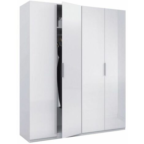Armario grande en blanco con cuatro puertas habitación dormitorio 180x200x52 cm