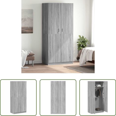 Armario gris -  Armario madera contrachapada gris Sonoma 90x52x200 cm