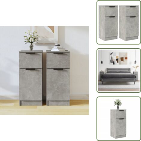 Armario gris hormigón - vidaXL Aparador 2 uds madera contrachapada gris hormigón 30x30x70 cm - Muebles decorativos