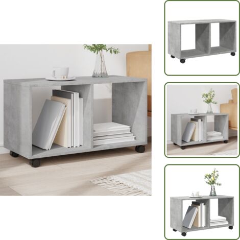 Armario gris hormigón - vidaXL Armario con ruedas madera ingeniería gris hormigón 72x33x42,5cm - Almacenamiento organizado