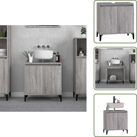 Armario gris Sonoma - vidaXL Armario de lavabo madera contrachapada gris Sonoma 58x33x60 cm - Armario para baño