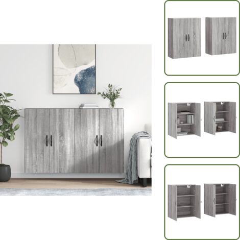 Armario gris Sonoma - vidaXL Armarios de pared 2 uds madera de ingeniería gris Sonoma - Armario de almacenamiento