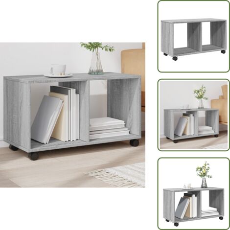 Armario gris - vidaXL Armario con ruedas madera ingeniería gris Sonoma 72x33x42,5 cm - Armario de ingeniería