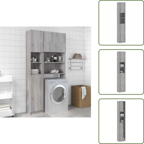 Armario gris - vidaXL Armario de baño madera de ingeniería gris Sonoma 32x25,5x190 cm - Almacenamiento de baño