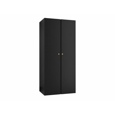 Armario Hartford 395, Negro, 186x74x44cm, Puertas de armario: Con bisagras, Número de estantes: 2