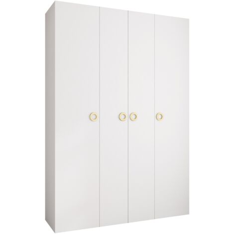 Armario Hartford 554, Blanco, 246x170x42cm, Puertas de armario: Con bisagras, Número de estantes: 16