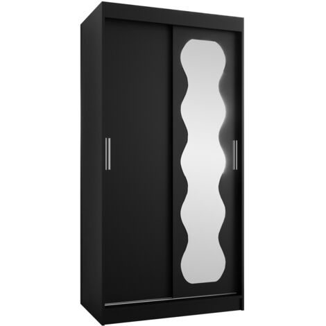 Armario Hartford 578, Negro, 200x100x62cm, Puertas de armario: Correderas, Número de estantes: 0
