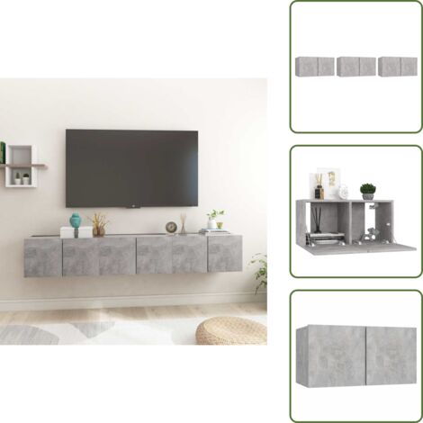Armario hifi - vidaXL Muebles de salón colgantes 3 unidades gris hormigón 60x30x30 cm - Muebles modernos
