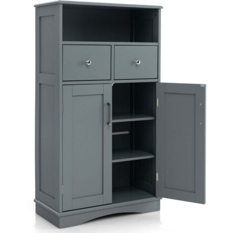 Armario independiente de 60 x 30 x 108 cm con amplio espacio de almacenamiento y estantes regulables estilo moderno MDF gris 200010201