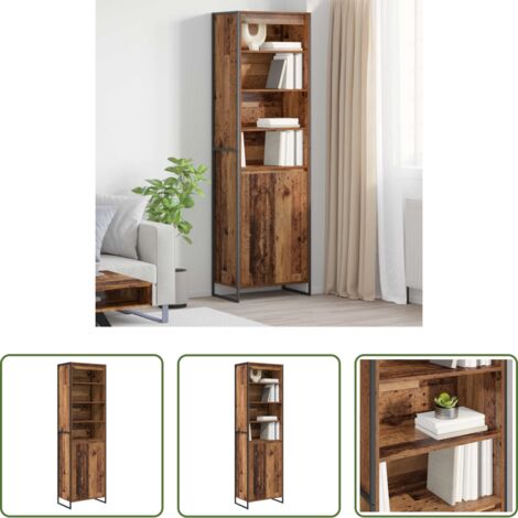 Armario industrial -  Gabinetes Altos 2 pcs Madera Vieja 60 x 36 x 200 cm