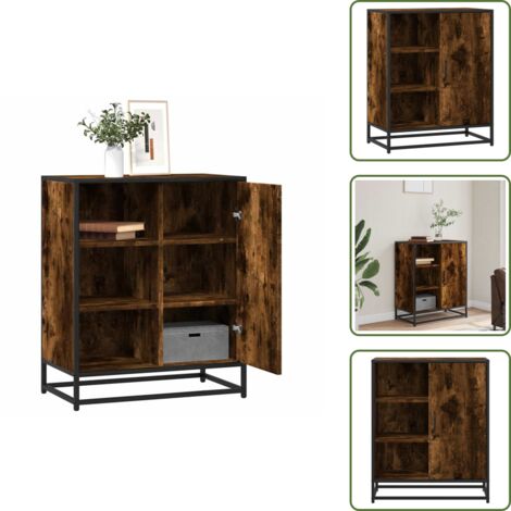 Armario industrial - vidaXL Aparador de madera de ingeniería roble ahumado 62x35x76 cm - Armario de pasillo