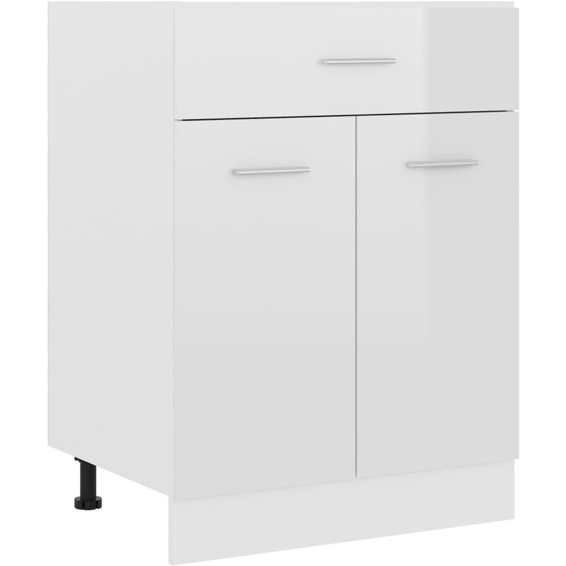 

Armario inferior cajón cocina aglomerado blanco brillo - Blanco