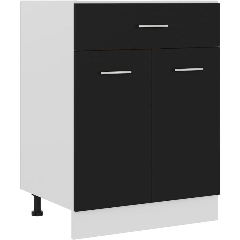 

Armario inferior cajón cocina aglomerado negro 60x46x81,5 cm