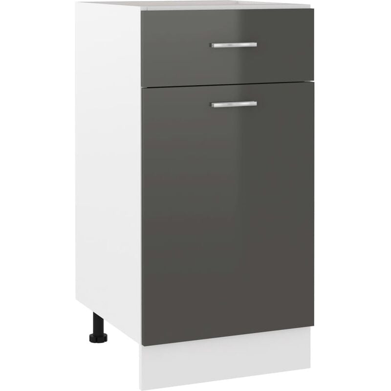 

Armario inferior con cajón de cocina aglomerado gris brillo - Gris