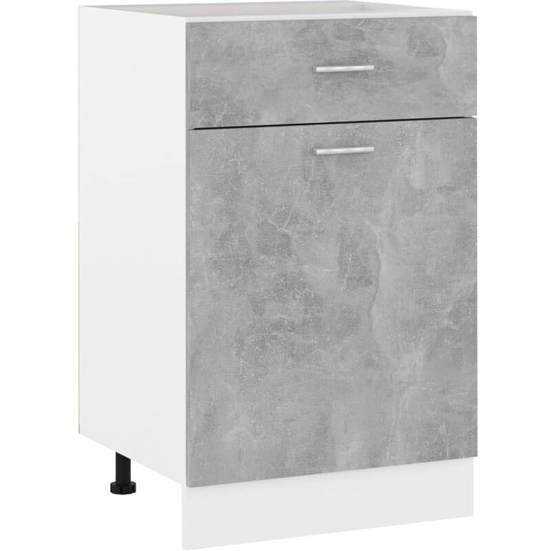 

Armario inferior con cajón de cocina aglomerado gris hormigón - Gris