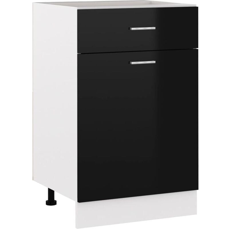 

Armario inferior con cajón de cocina aglomerado negro brillo - Negro