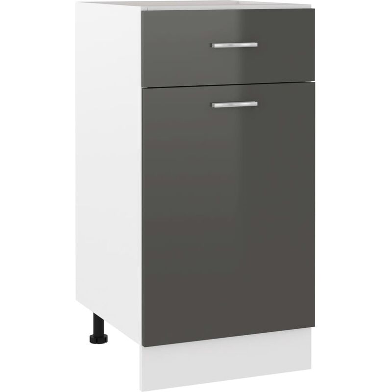 

Armario inferior con cajón de cocina aglomerado gris brillo