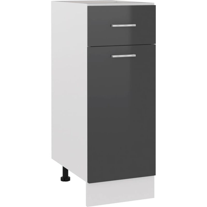 

Armario inferior con cajón de cocina aglomerado gris con brillo