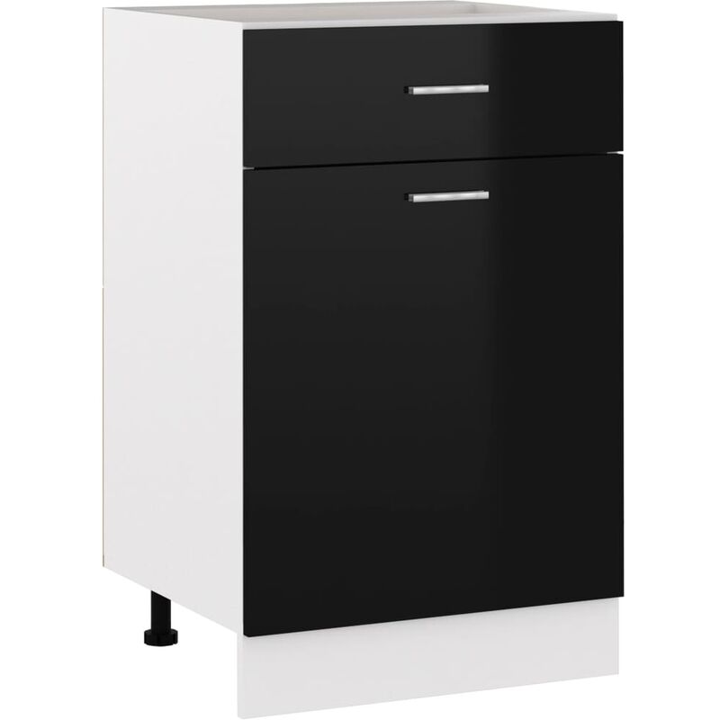 

Armario inferior con cajón de cocina aglomerado negro brillo