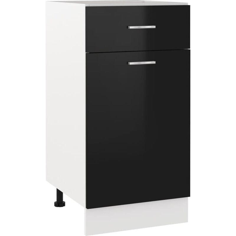 

Armario inferior con cajón de cocina aglomerado negro brillo