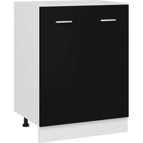 Armario inferior de cocina de aglomerado negro 60x46x81,5 cm