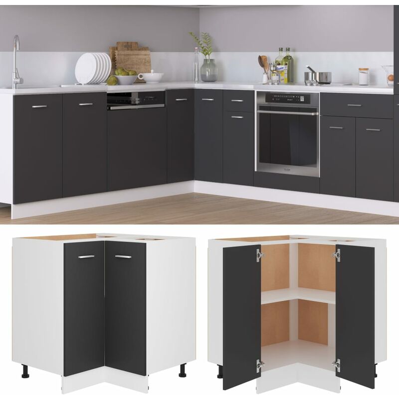 

Armario inferior de esquina aglomerado gris 75,5x75,5x80,5 cm - Gris