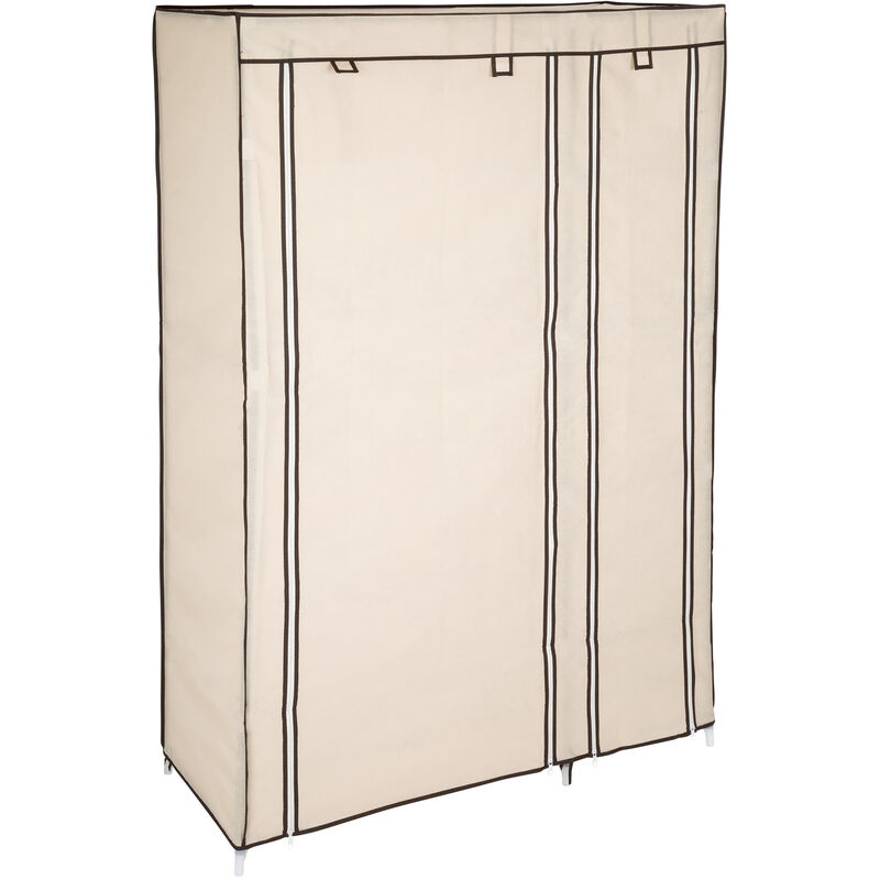 

Armario Johanna - armario plegable de acero, armario ropero con estantes para zapatos, mueble multifuncional para dormitorio - beige