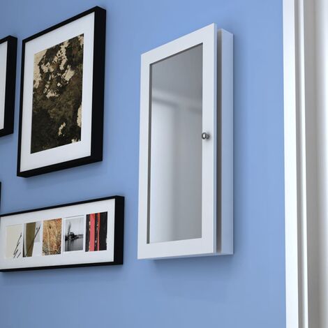 Armario joyero de pared con espejo de madera