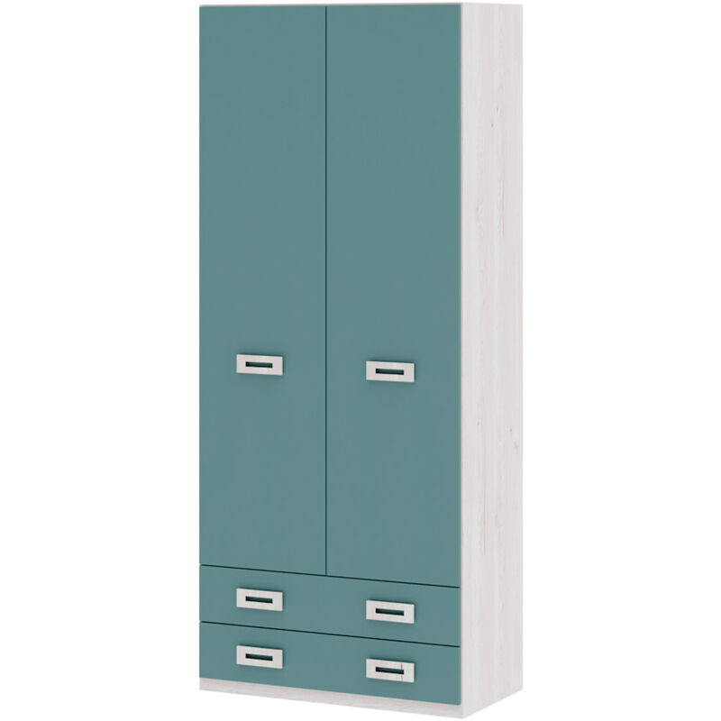 

Armario juvenil 2 puertas 2 cajones Start, 99x232x50 cm | Artic | Aqua-blue