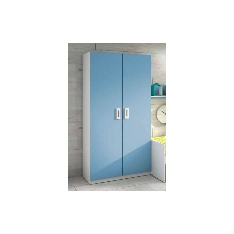 

La Cibertienda - Armario juvenil color azul y blanco 2 puertas