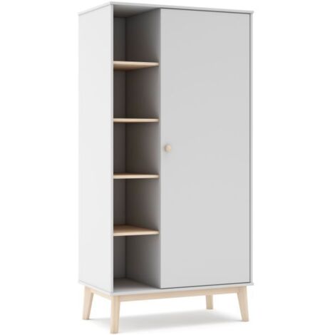 Armario juvenil Misty Breeze Blanco - Oak Soft (ancho) x 181cm (alto)