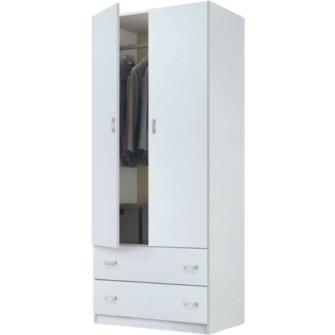 Armario Juvenil Turín 2 Blanco Brillo o Roble Cambrian 74x180 cm