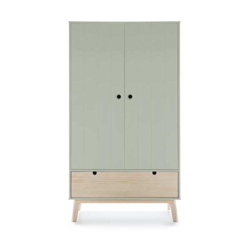 

Armario Kiara 2 puertas 1 cajón verde/cera blanco Largo: 100 cm Ancho: 49 cm Alto: 180 cm .