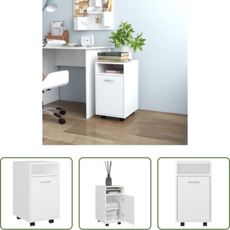 Armario lateral -  Armario auxiliar ruedas blanco madera contrachapada 33x38x60 cm