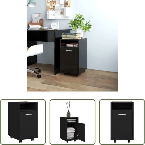 Armario lateral -  Armario auxiliar ruedas madera contrachapada negro 33x38x60 cm