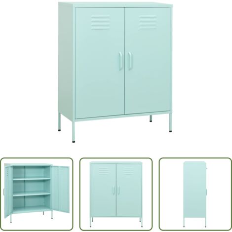 Armario lateral -  Armario de almacenamiento acero verde mint 80x35x101,5 cm