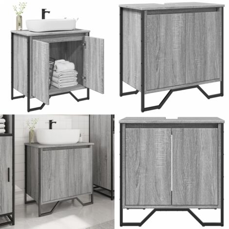 Armario lavabo baño madera ingeniería gris Sonoma 60x35x60 cm - Armario lavabo - Armario de baño madera